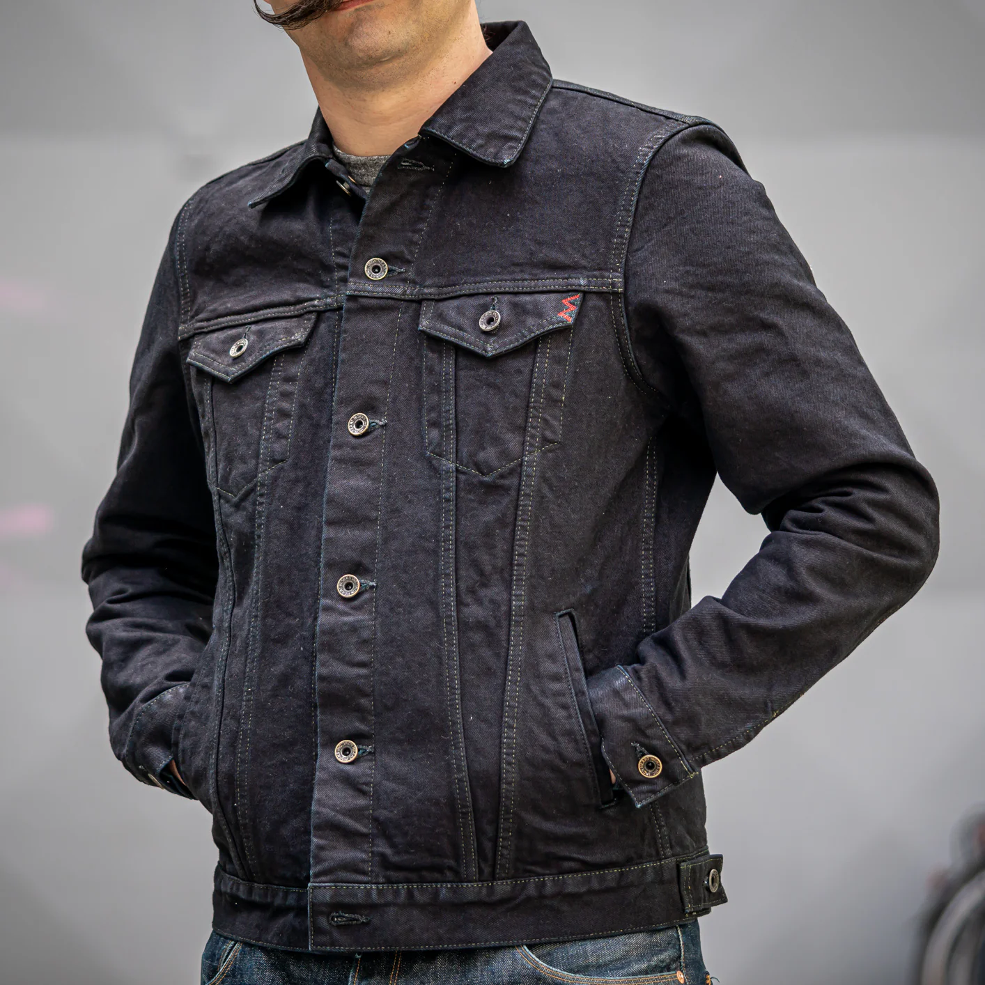 Iron Heart 14oz Selvedge Denim Modified Type III Jacket - Black Overdyed / IH-526J-142OD - Image 3