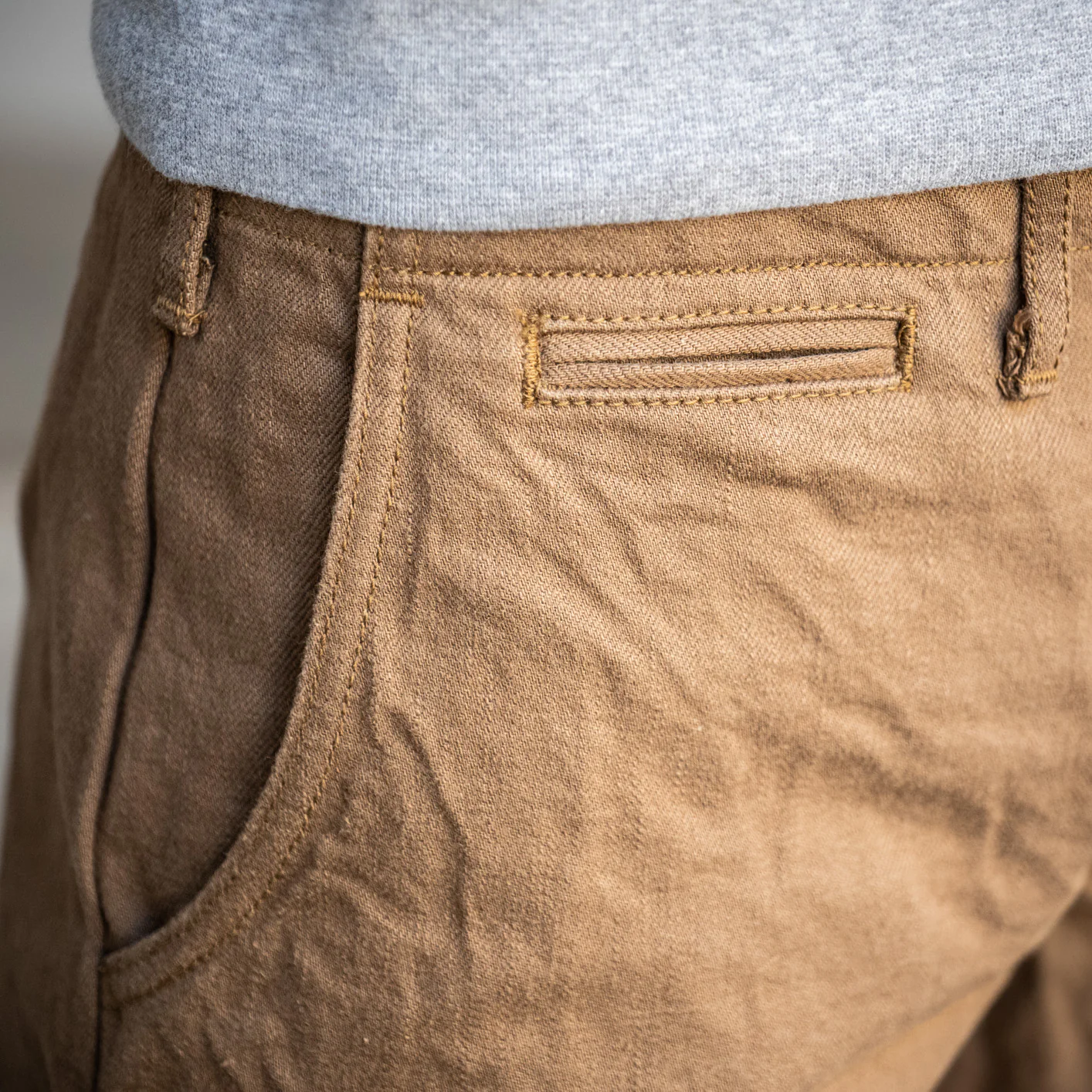 Samurai 15oz Heavy Selvedge Chino - Slim Straight / Khaki - Image 11