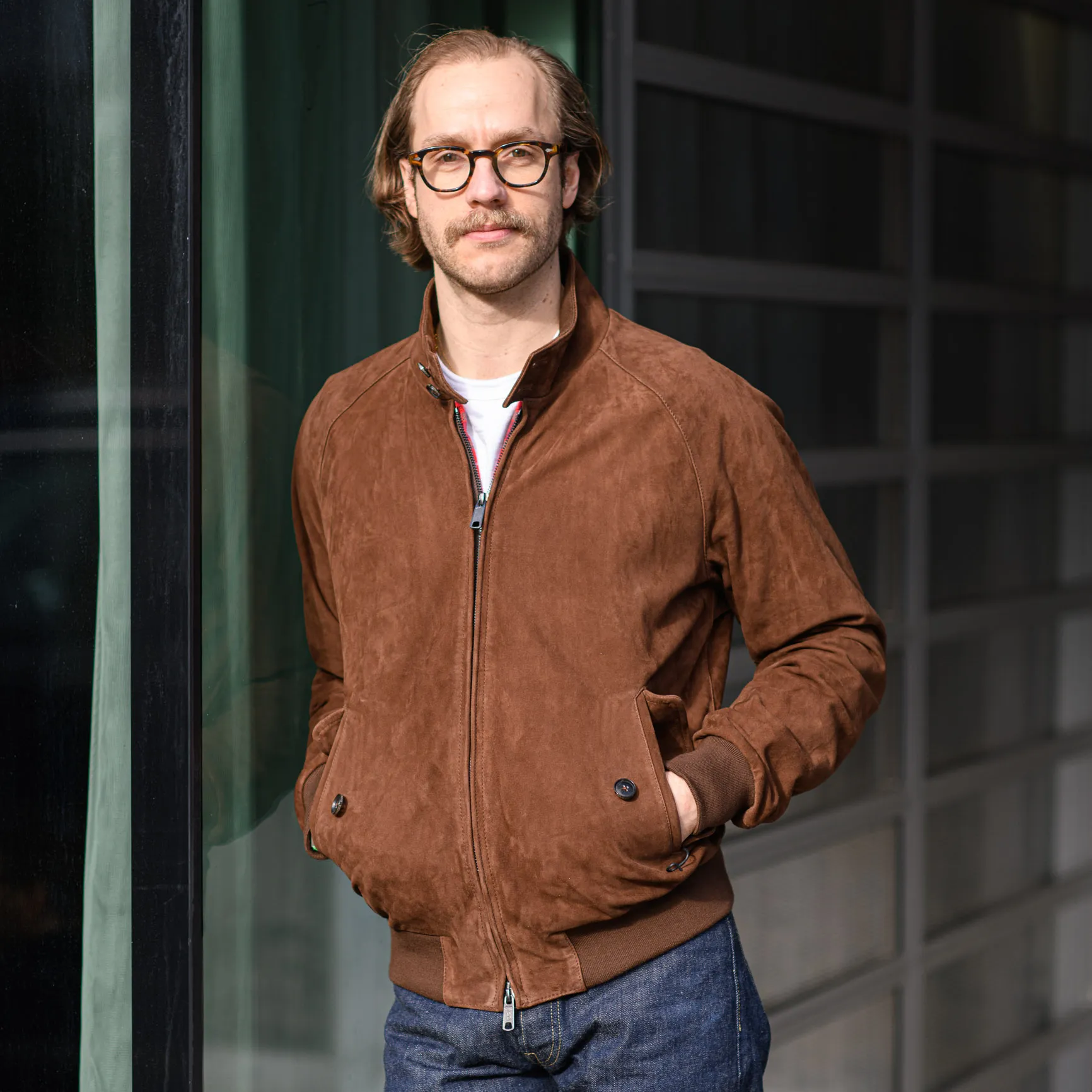 Baracuta G9 Suede Harrington Jacket – Chocolate - Image 3