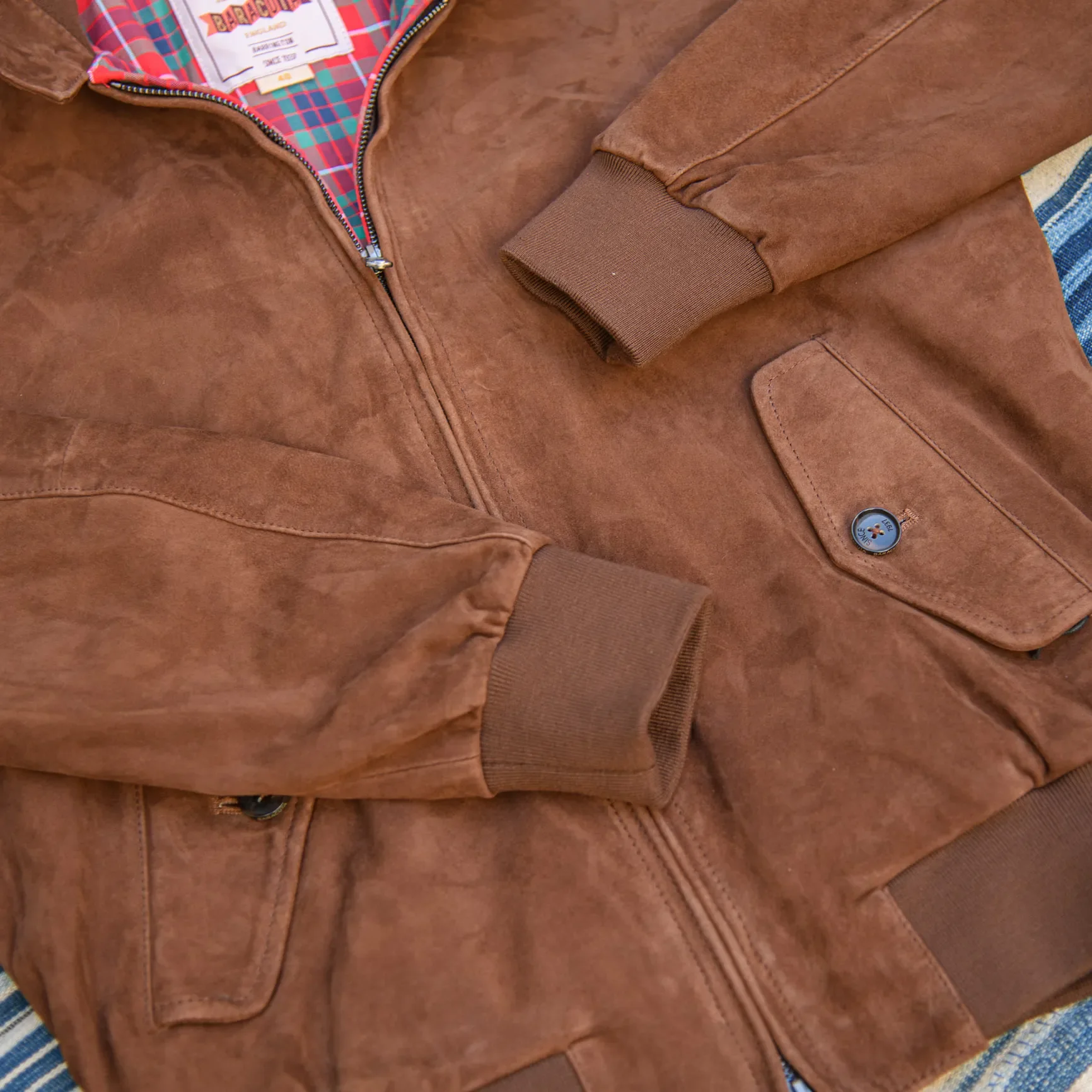 Baracuta G9 Suede Harrington Jacket – Chocolate - Image 4