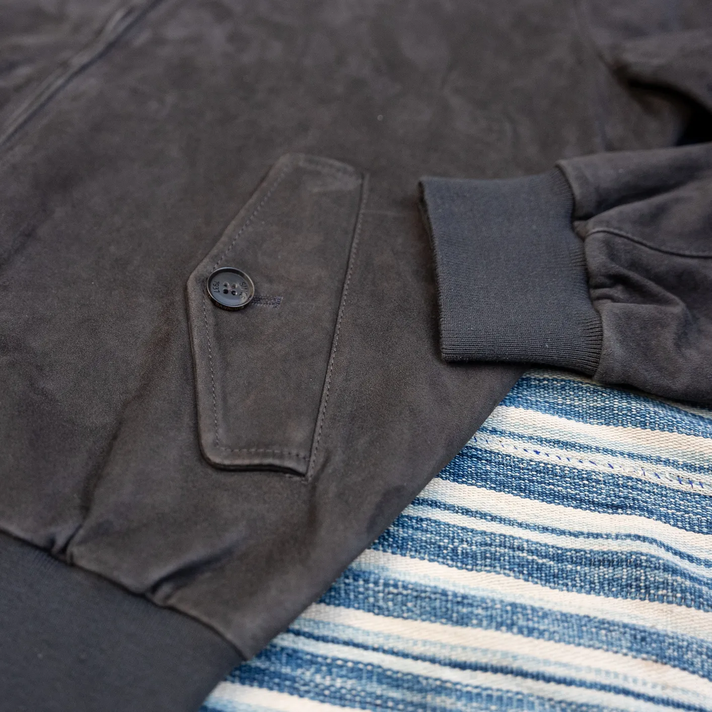 Baracuta G9 Suede Harrington Jacket – December Sky - Image 4