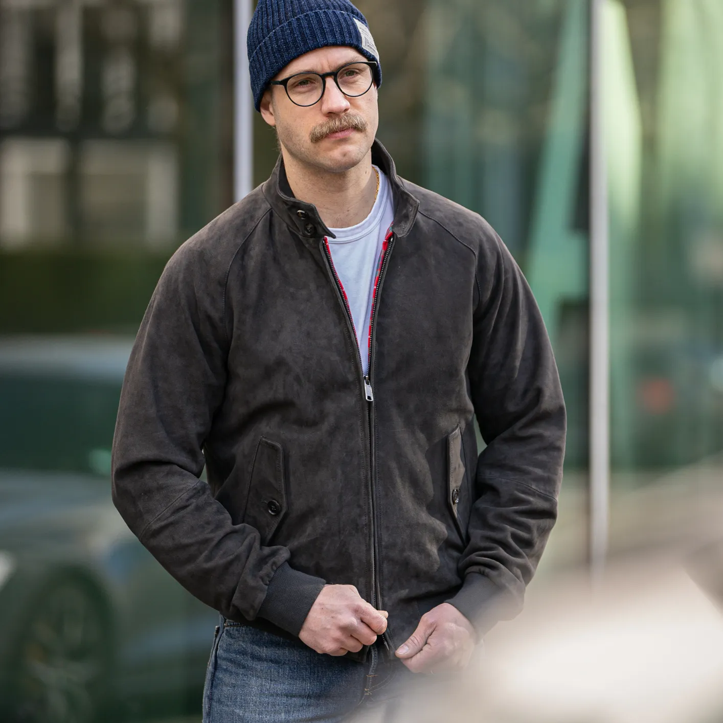 Baracuta G9 Suede Harrington Jacket – December Sky - Image 6