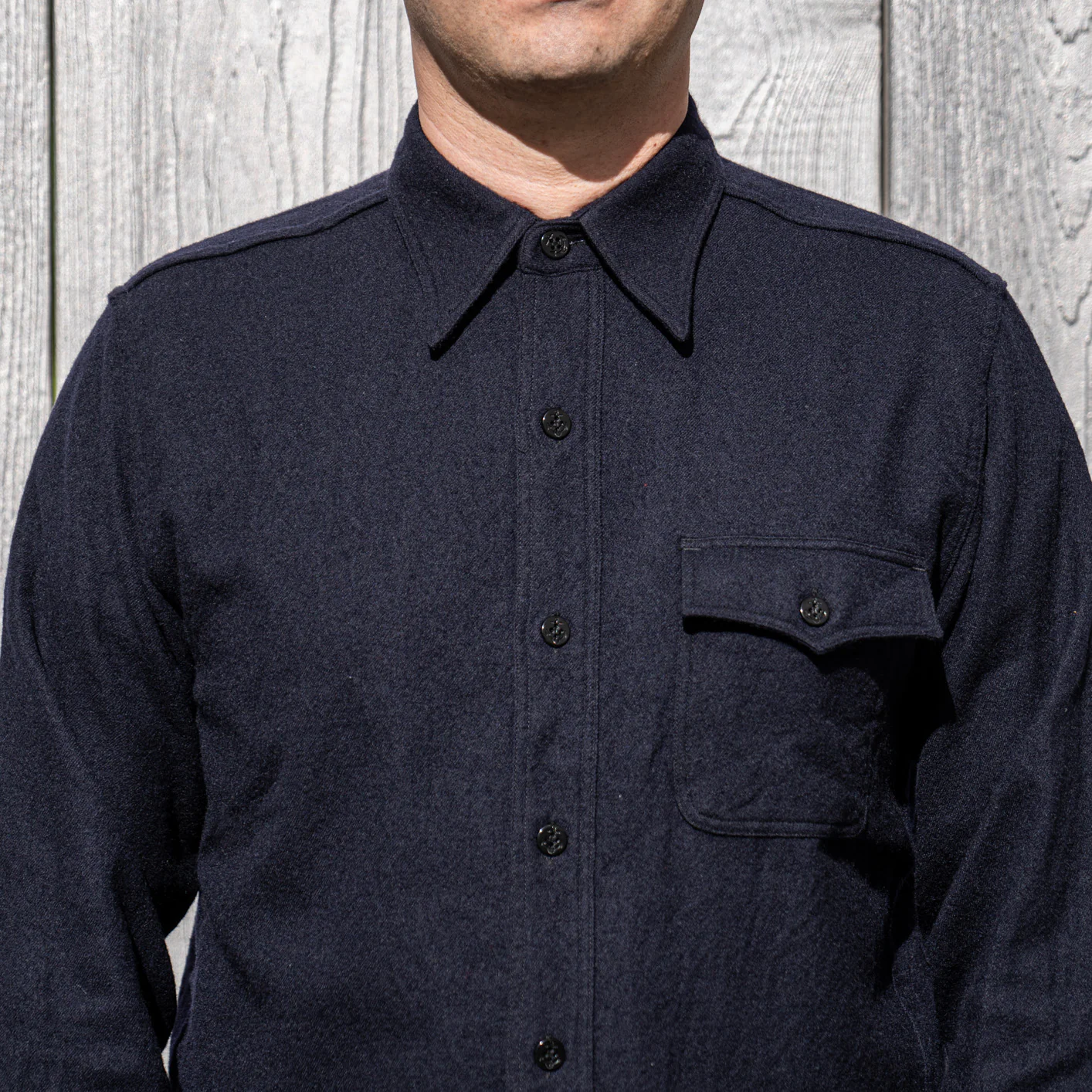 Buzz Rickson’s US Navy Wool Flannel CPO Shirt – Navy - Image 3