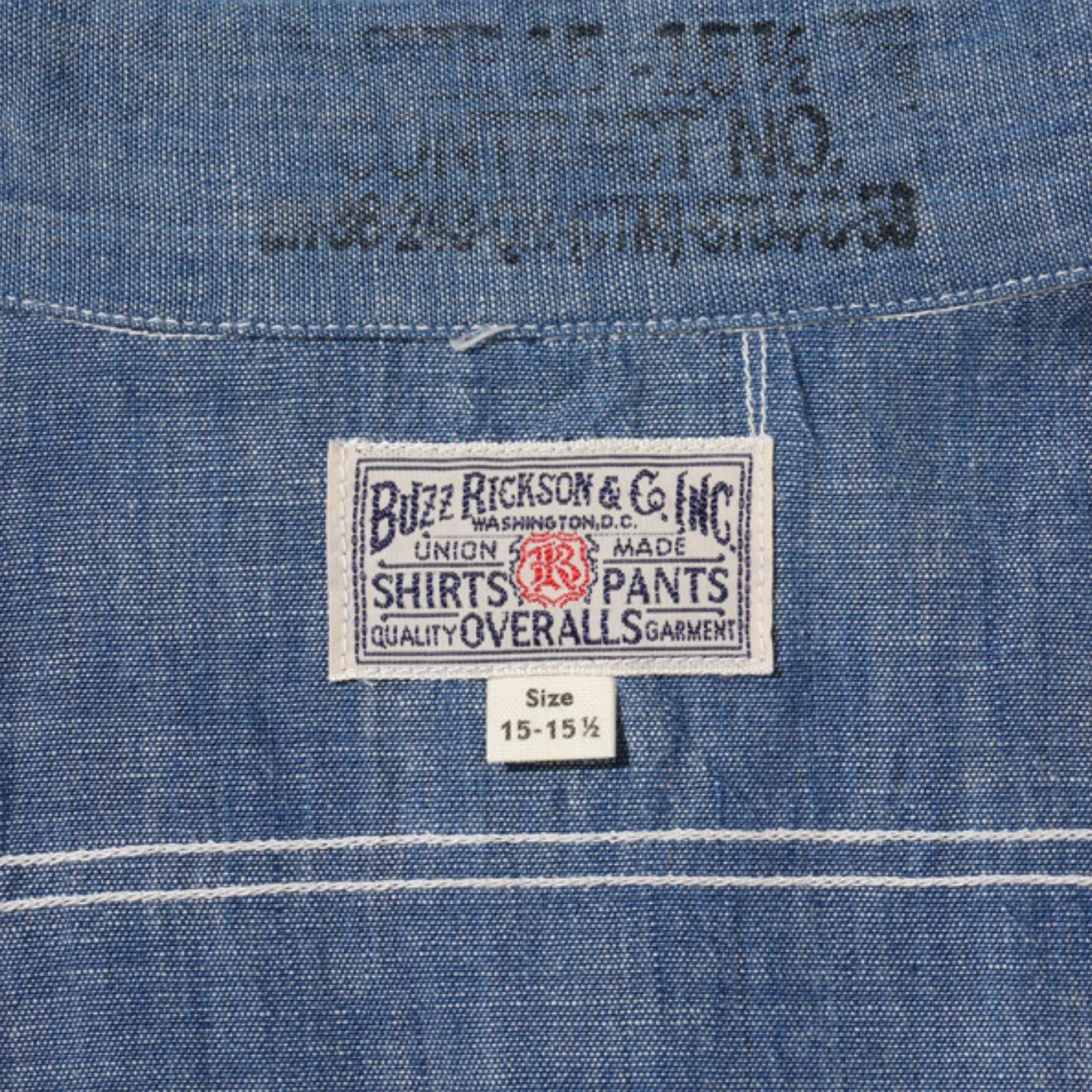 Buzz Rickson’s USN Selvedge Chambray Work Shirt – Indigo Blue - Image 11
