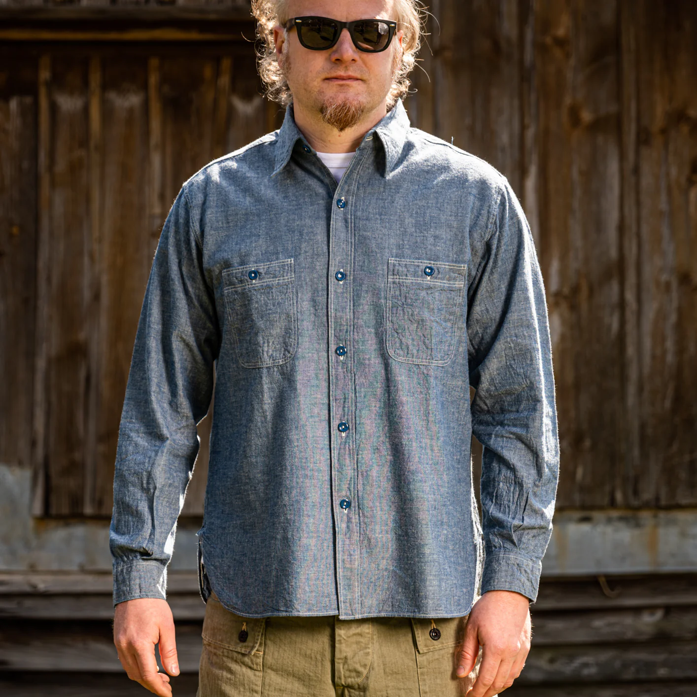 Buzz Rickson’s USN Selvedge Chambray Work Shirt – Indigo Blue - Image 7