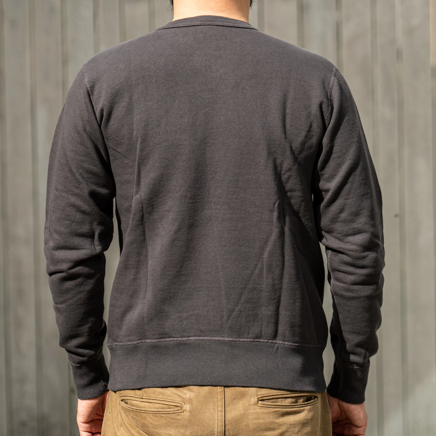 Buzz Rickson's 13oz Set-In Crew Sweat Shirt - Faded Black - Image 5