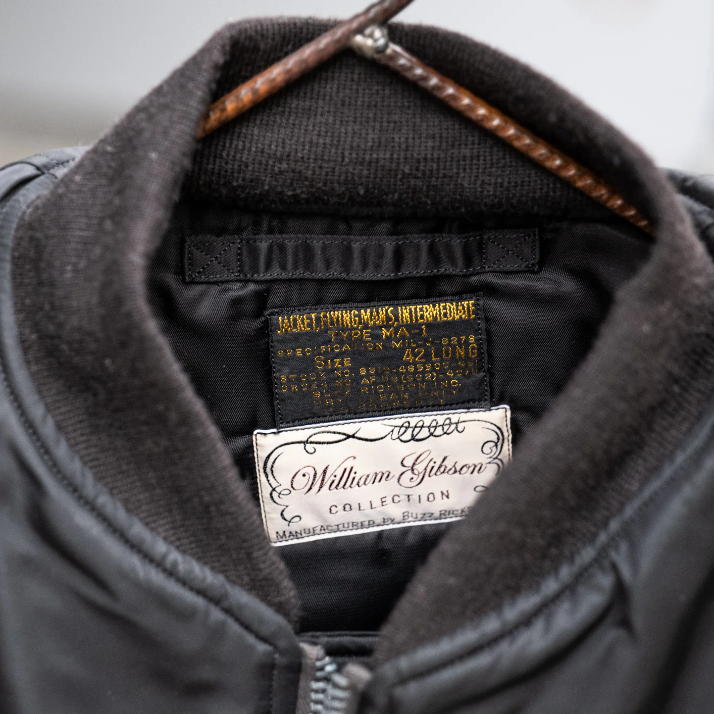 Buzz Rickson's X William Gibson MA-1 Flight Jacket - Slender Long / Black - Image 8