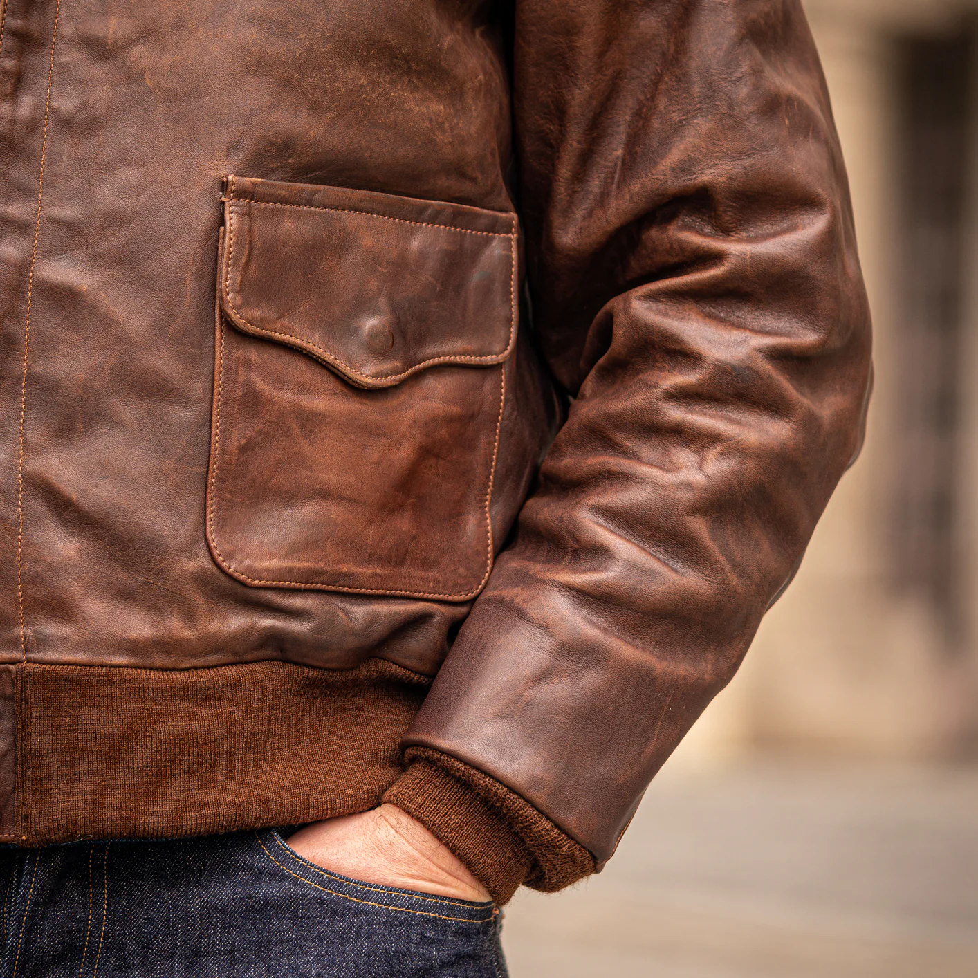 Eastman Leather A-2 “Pearl Harbor” Leather Jacket– American Walnut Horsehide - Image 11