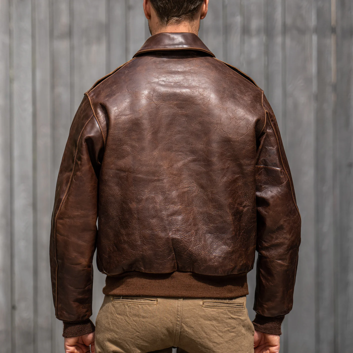 Eastman Leather A-2 “Pearl Harbor” Leather Jacket– American Walnut Horsehide - Image 4