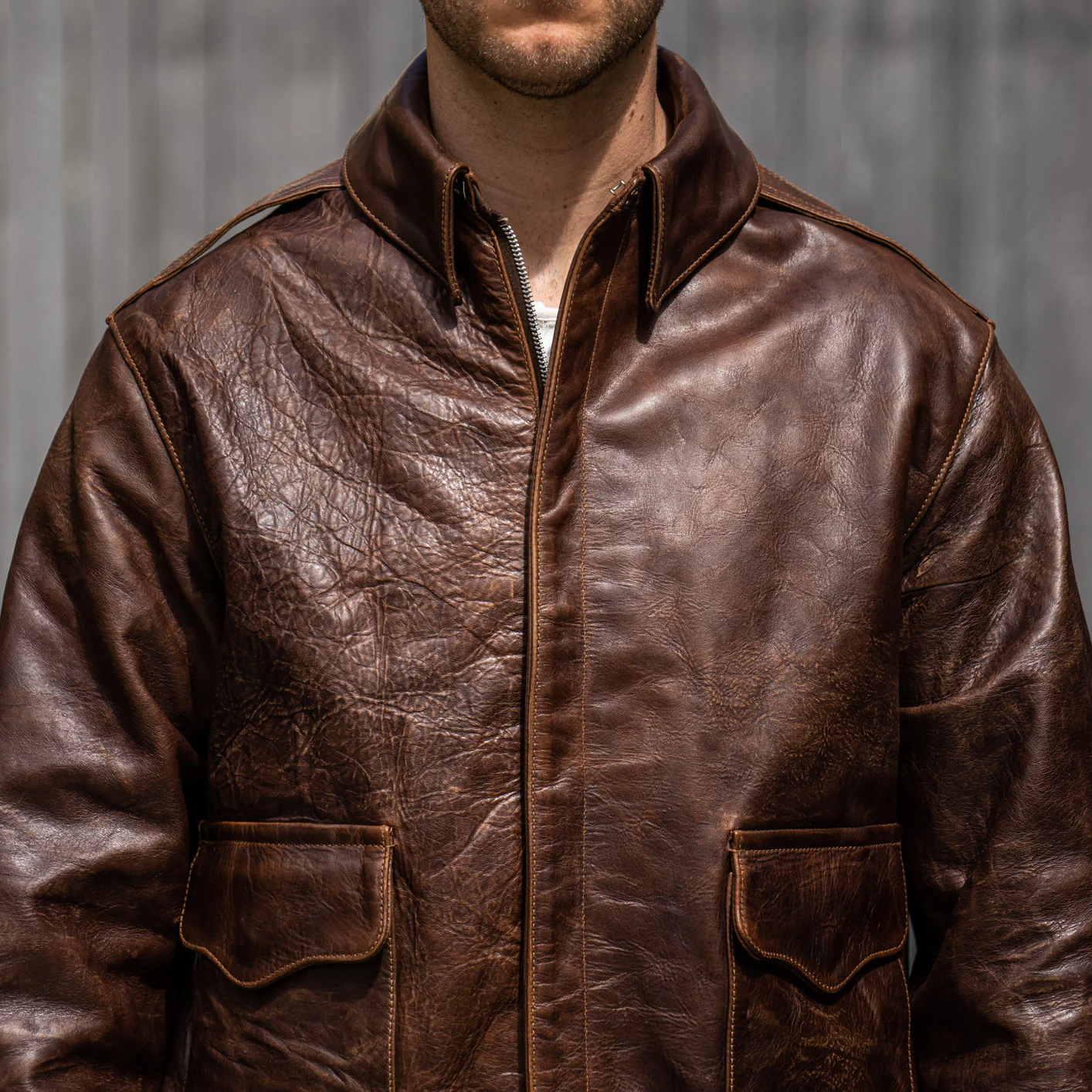 Eastman Leather A-2 “Pearl Harbor” Leather Jacket– American Walnut Horsehide - Image 6