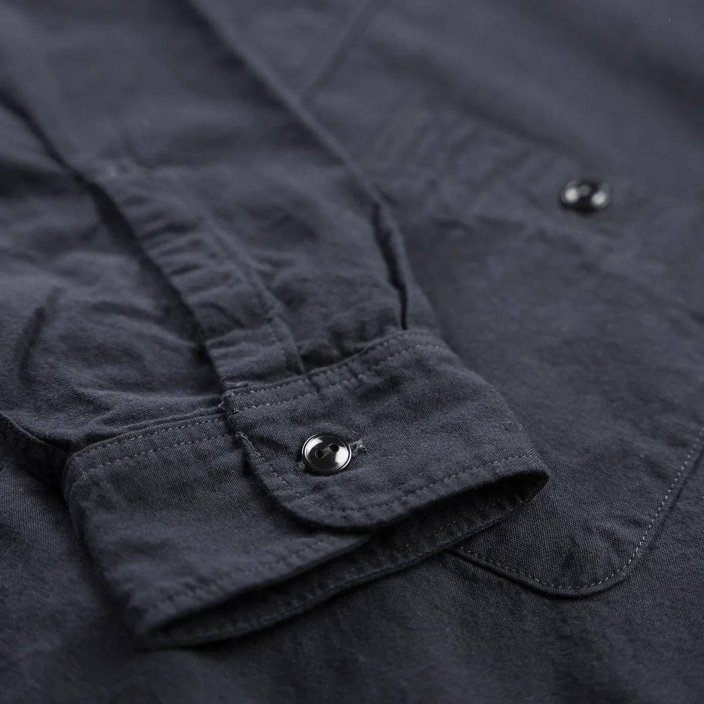 Fullcount 4810 1940s USN 5oz Selvedge Chambray Shirt - Black - Image 3