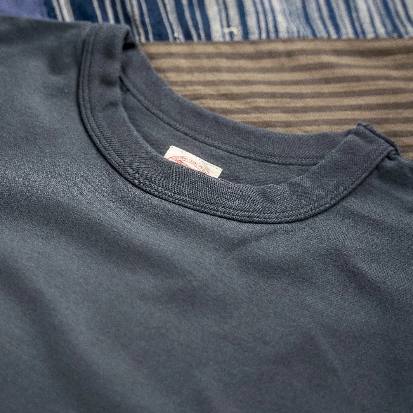 Fullcount 5222LPT-9 8.4oz Flat Seam ‘Hold Fast Stay True’ Longsleeve – Ink Black / Loopwheeled - Image 4