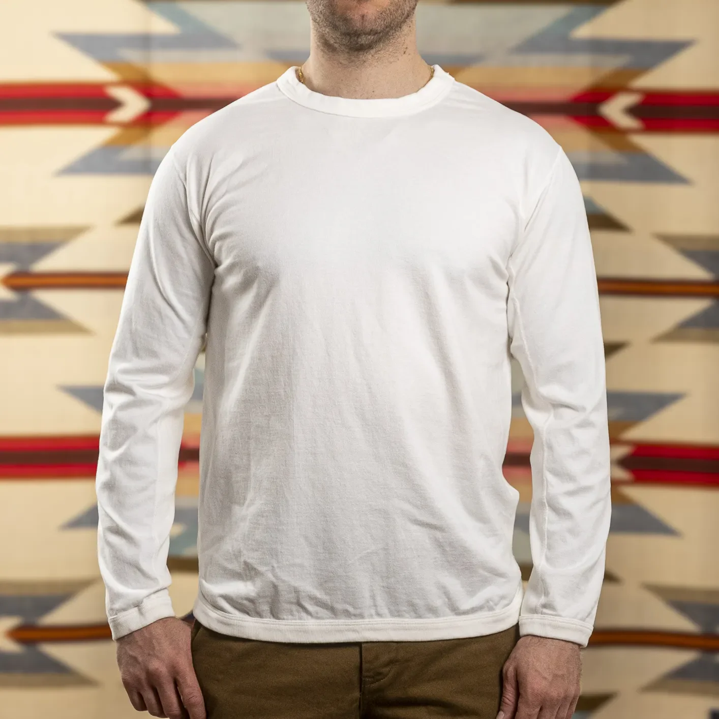 Fullcount 5222LPT-9 8.4oz Flat Seam ‘Hold Fast Stay True’ Longsleeve – White / Loopwheeled - Image 3