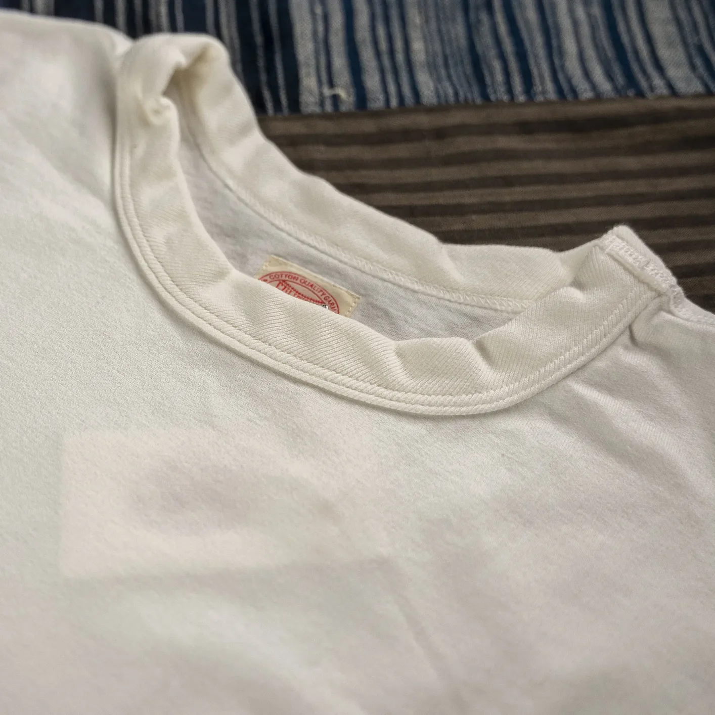 Fullcount 5222LPT-9 8.4oz Flat Seam ‘Hold Fast Stay True’ Longsleeve – White / Loopwheeled - Image 4