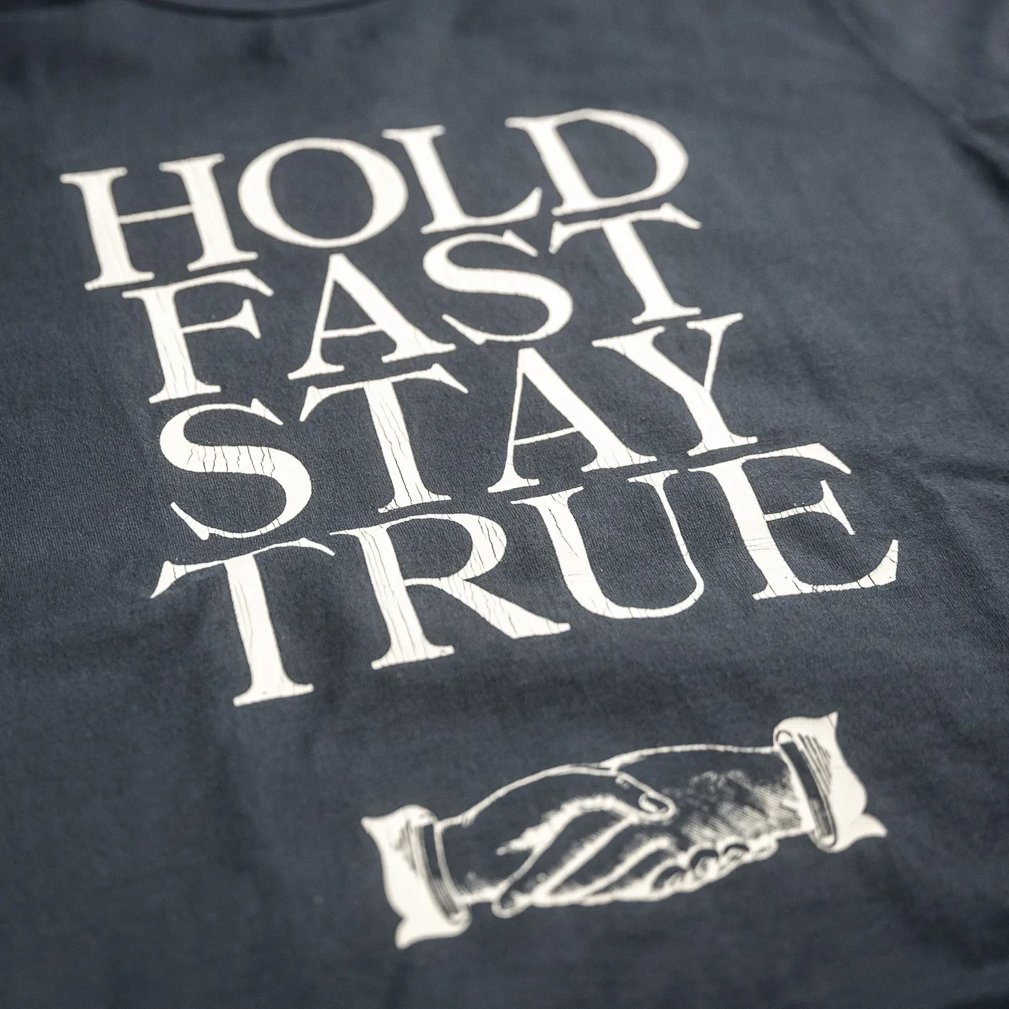 Fullcount 5222PT-9 8.4oz Flat Seam ‘Hold Fast Stay True’ T-Shirt - Ink Black / Loopwheeled - Image 3