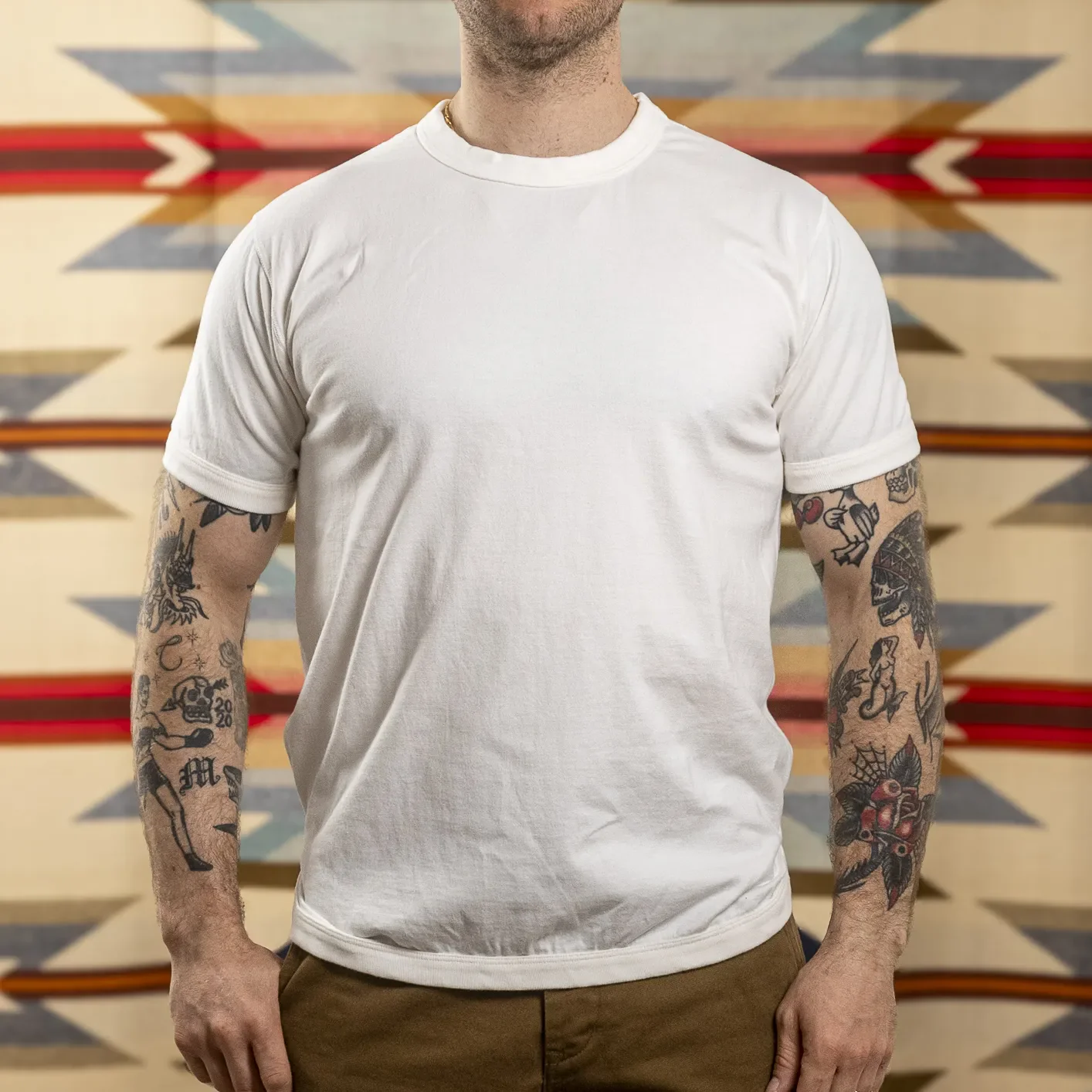 Fullcount 5222PT-9 8.4oz Flat Seam ‘Hold Fast Stay True’ T-Shirt - White / Loopwheeled - Image 3