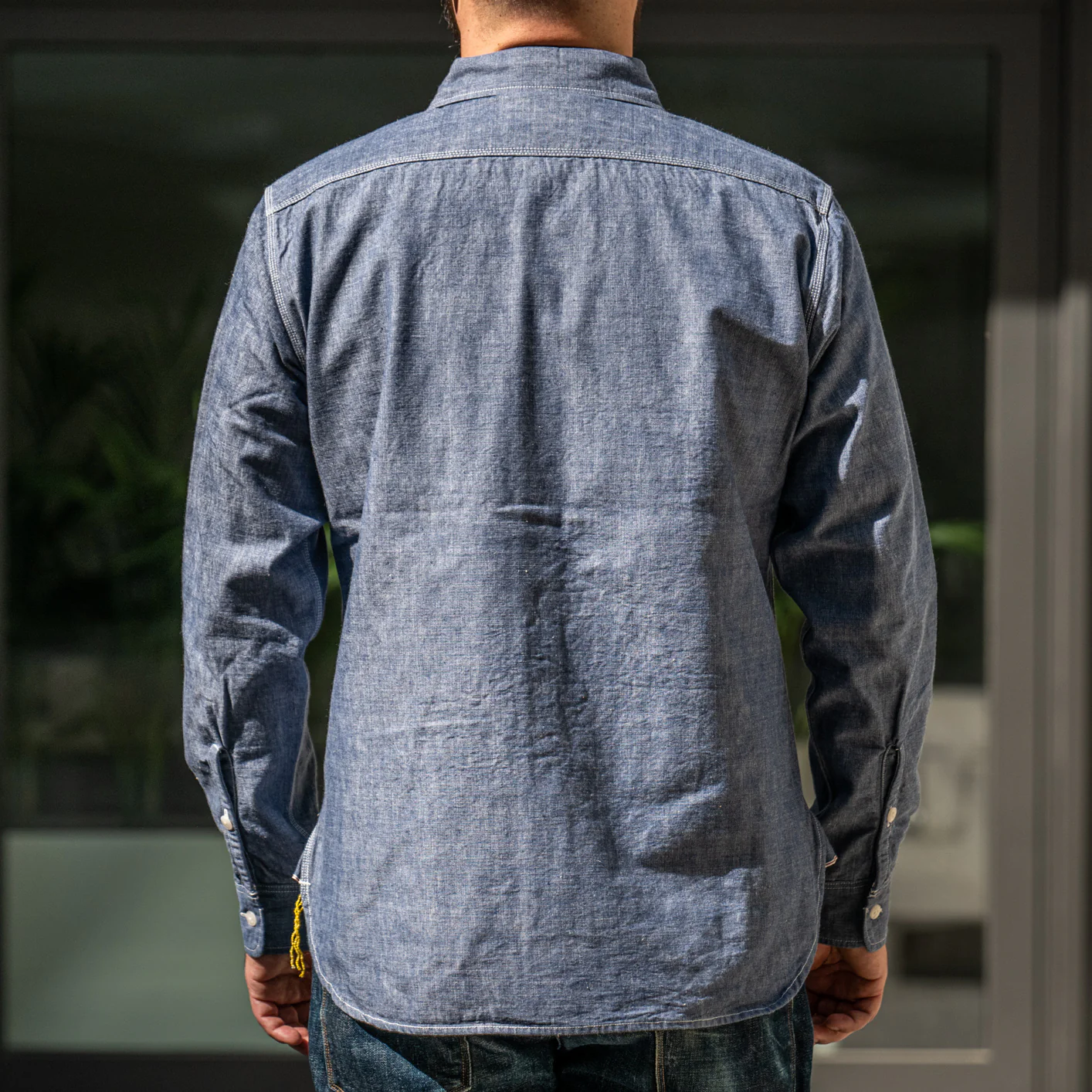 Iron Heart 10oz Selvedge Chambray Work Shirt - IHSH-21 Blue - Image 4