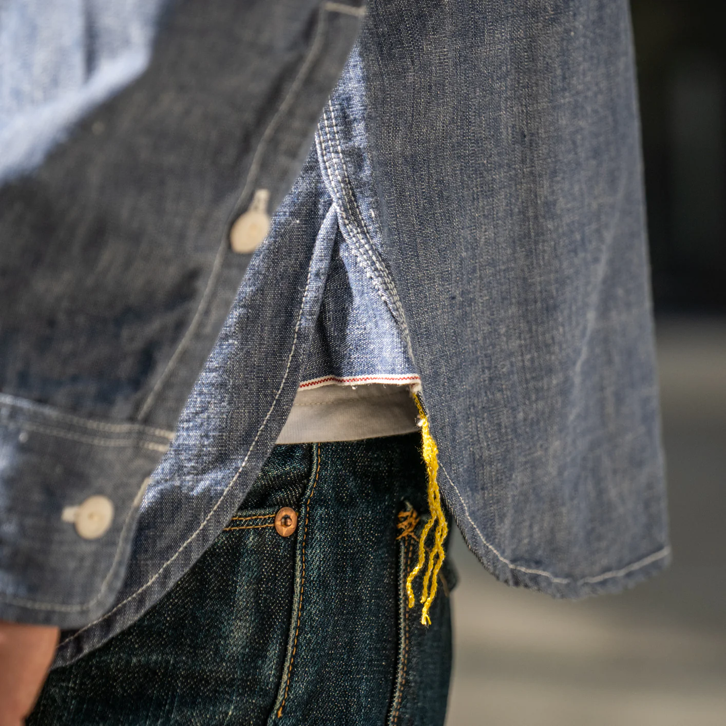 Iron Heart 10oz Selvedge Chambray Work Shirt - IHSH-21 Blue - Image 7