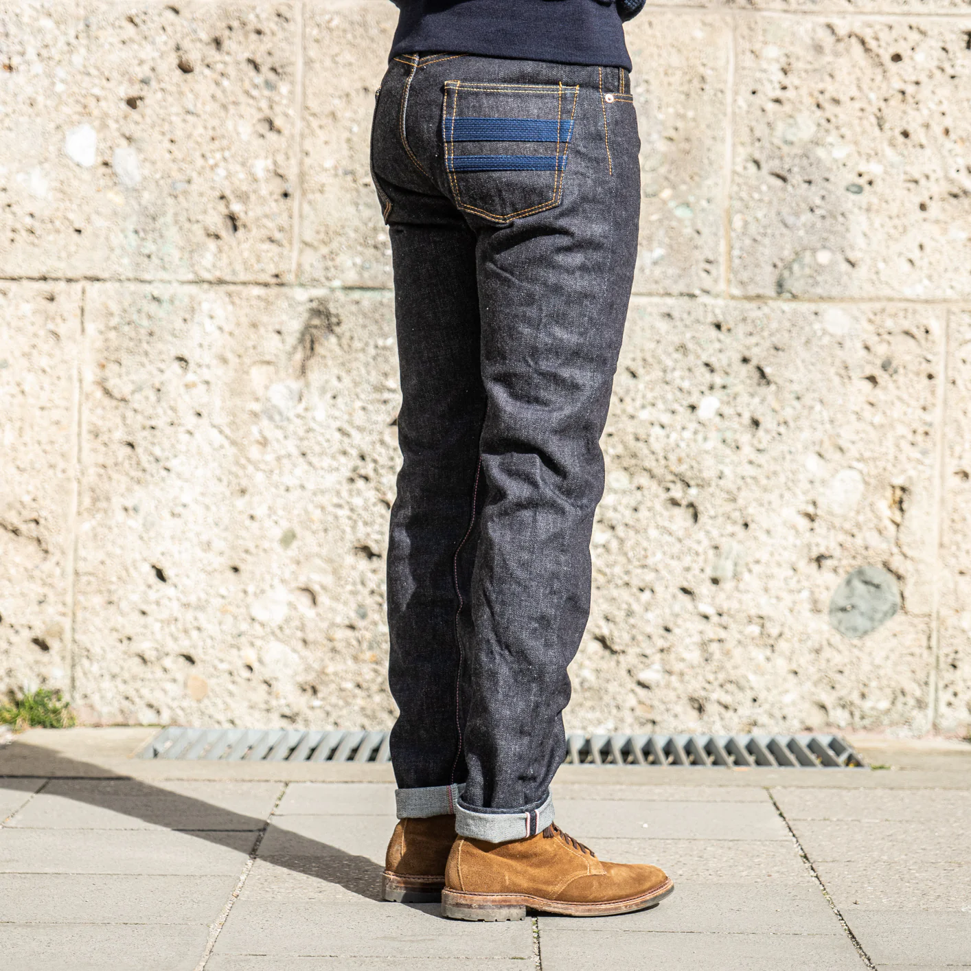 Momotaro 0306-SA 18oz Slim Tapered Jeans – Sashiko GTB Stripes - Image 3