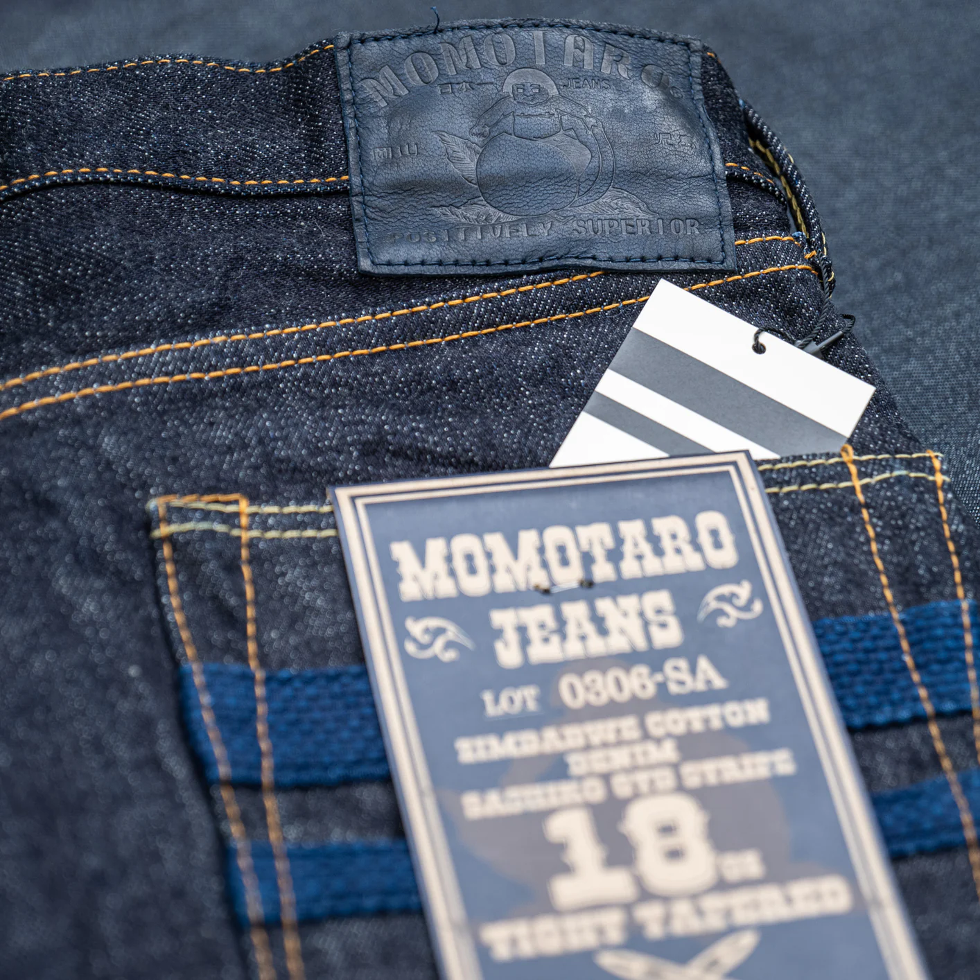 Momotaro 0306-SA 18oz Slim Tapered Jeans – Sashiko GTB Stripes - Image 6