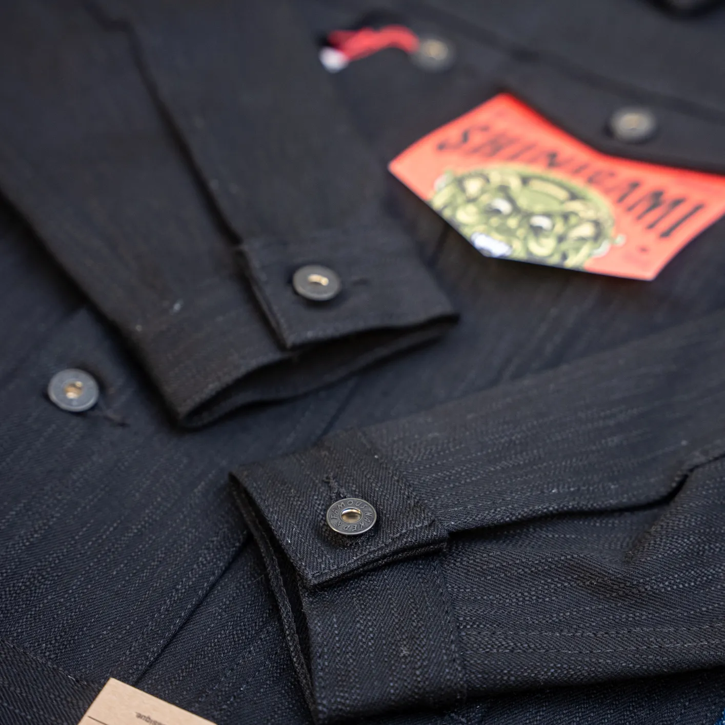 Naked & Famous 18oz Type III Shinigami Selvedge Denim Jacket - Black - Image 3