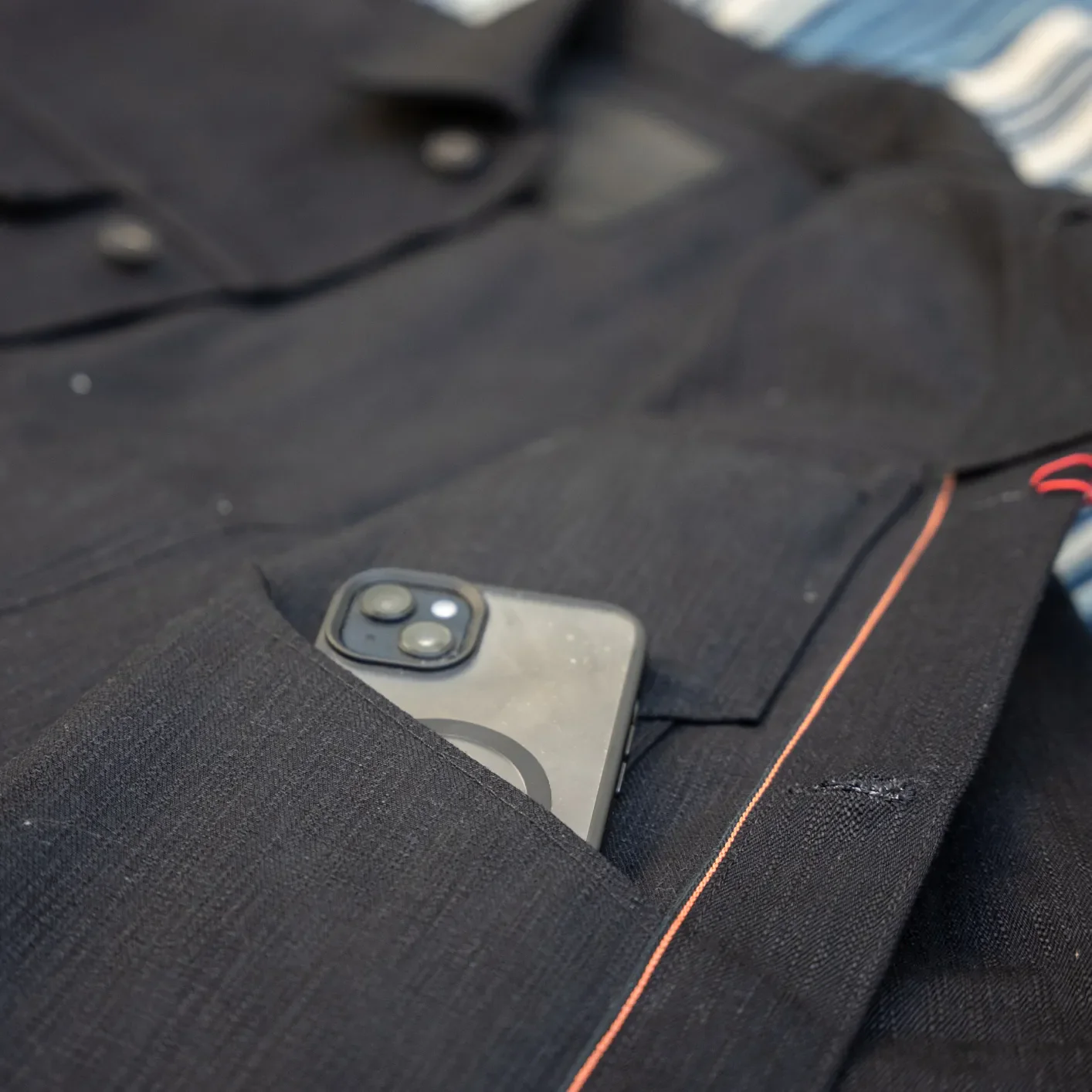 Naked & Famous 18oz Type III Shinigami Selvedge Denim Jacket - Black - Image 5