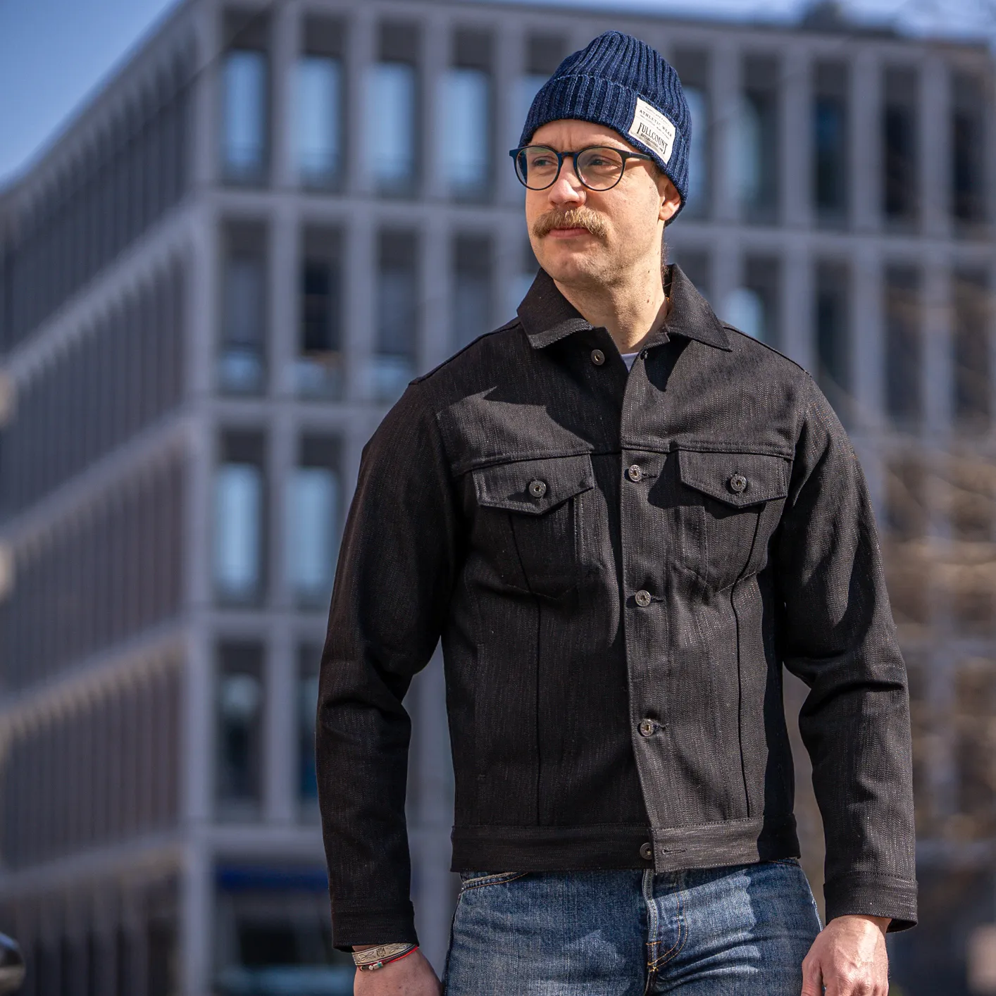 Naked & Famous 18oz Type III Shinigami Selvedge Denim Jacket - Black - Image 7