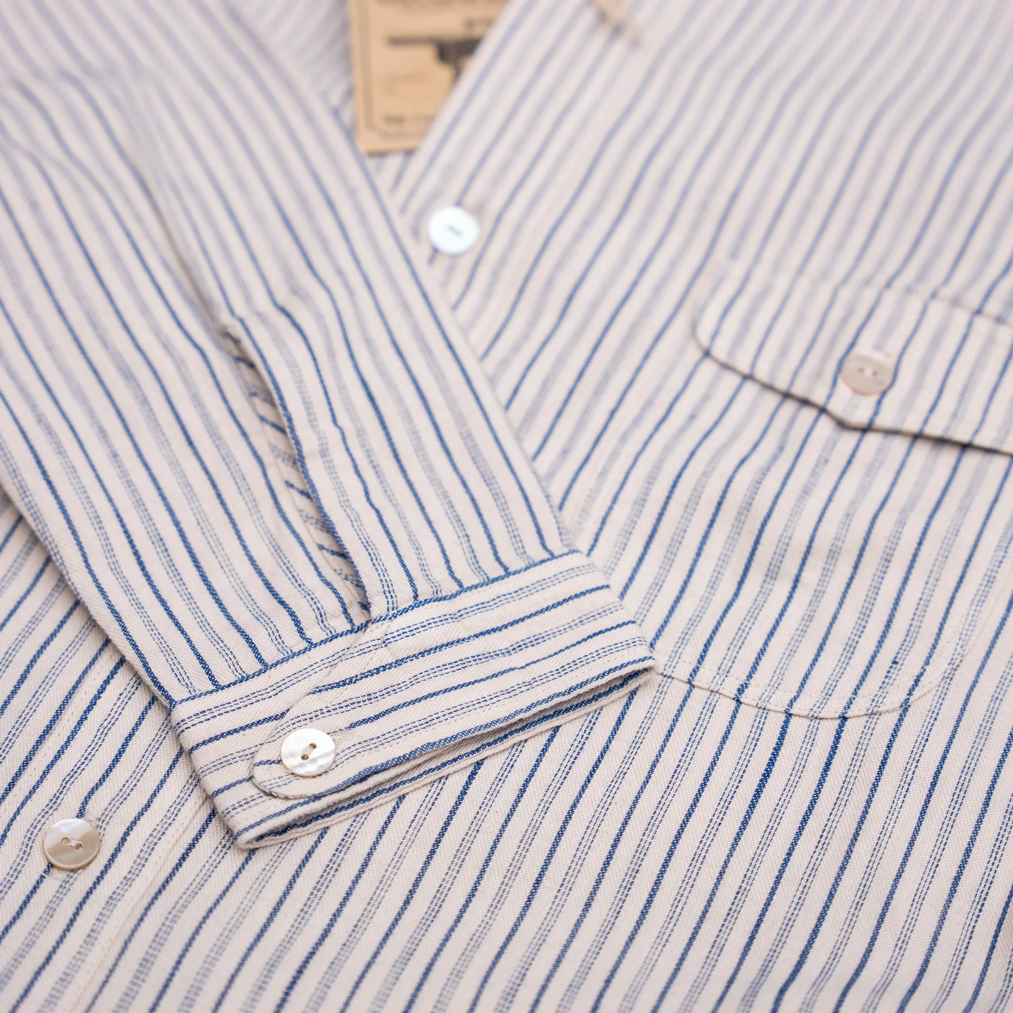 Orgueil OR-5007E Shawl Collar Shirt - Indigo Striped - Image 3