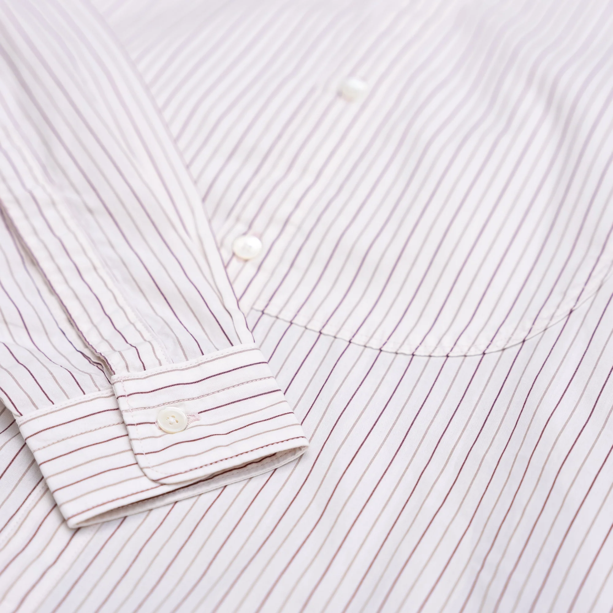 Orgueil Simple Stripe Band Collar Shirt – OR-5089B / White - Image 4