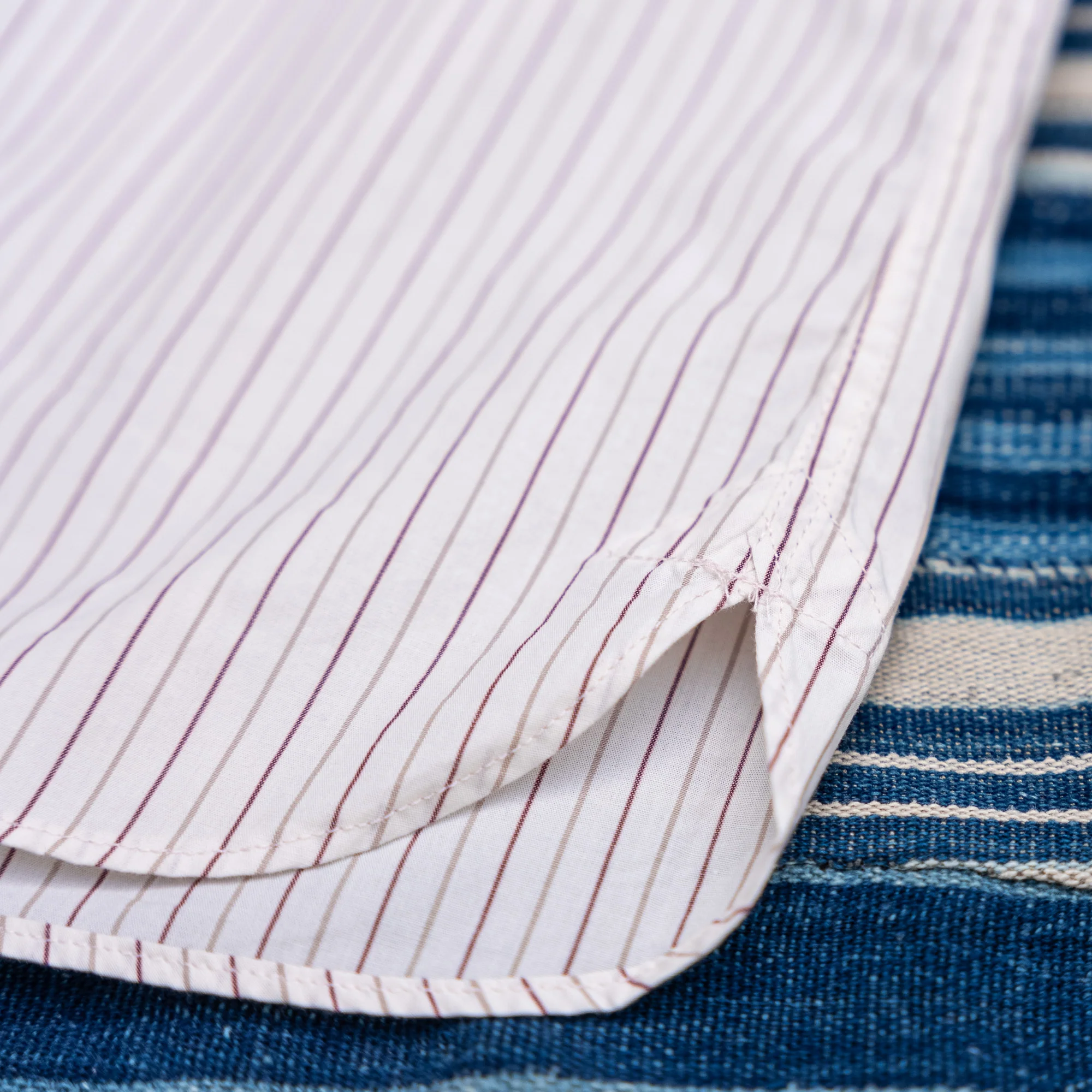 Orgueil Simple Stripe Band Collar Shirt – OR-5089B / White - Image 5