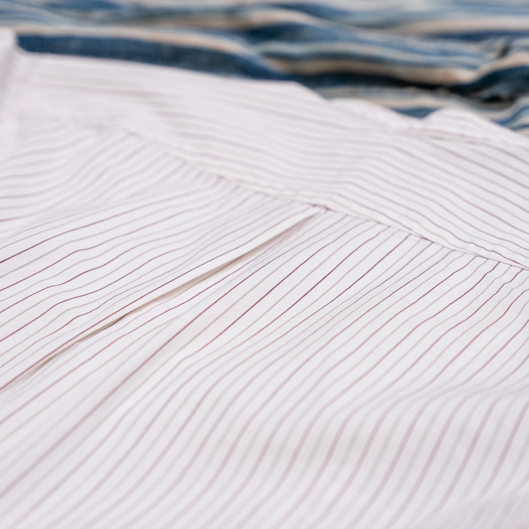 Orgueil Simple Stripe Band Collar Shirt – OR-5089B / White - Image 6