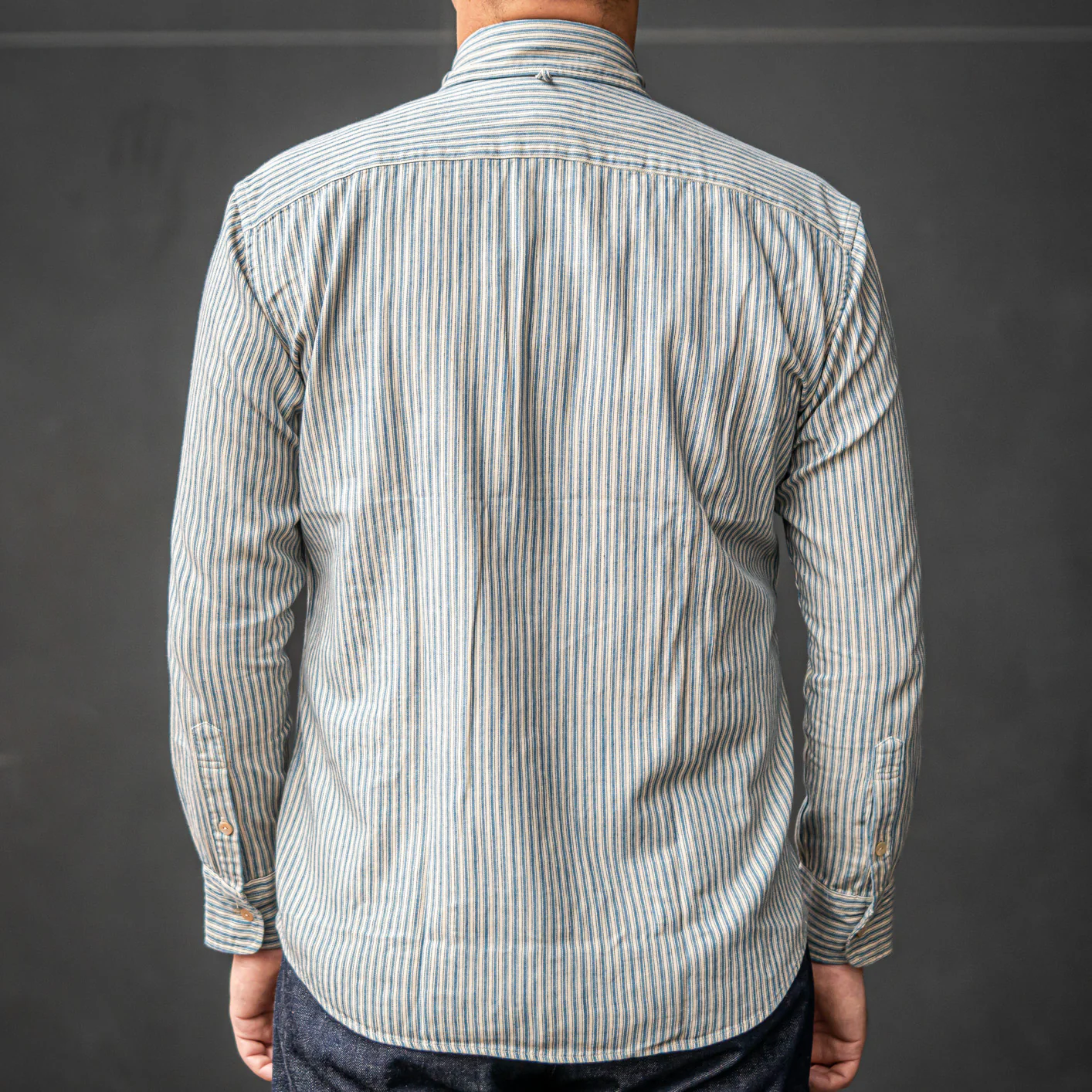 Orgueil OR-5002B Windsor Collar Shirt - Indigo Striped - Image 4