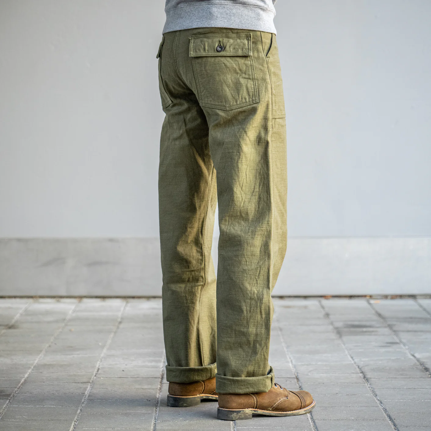 Samurai Jeans 15oz Selvedge Back Satin Baker Pants - Olive / Regular Straight - Image 3