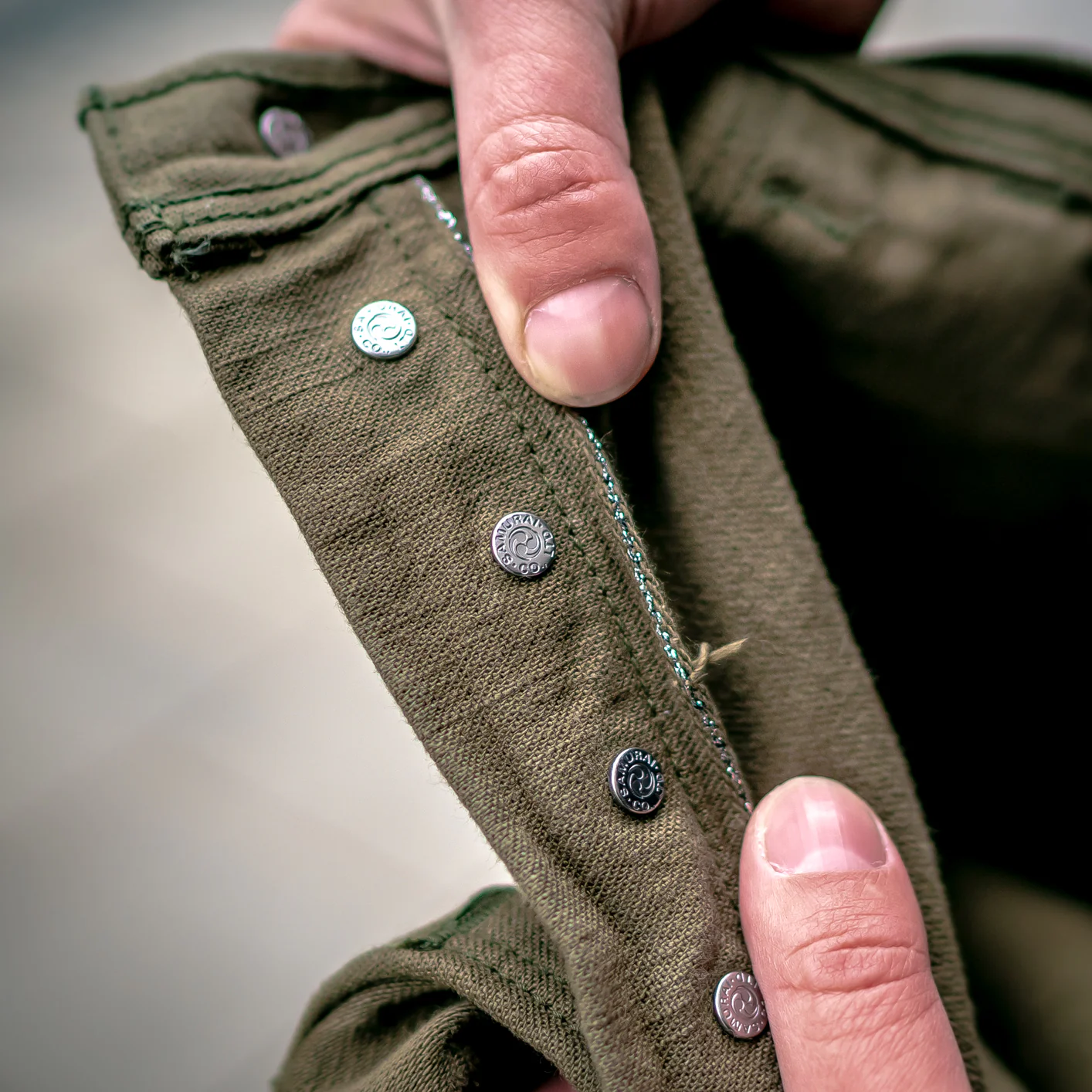 Samurai Jeans 15oz Selvedge Back Satin Baker Pants - Olive / Regular Straight - Image 7