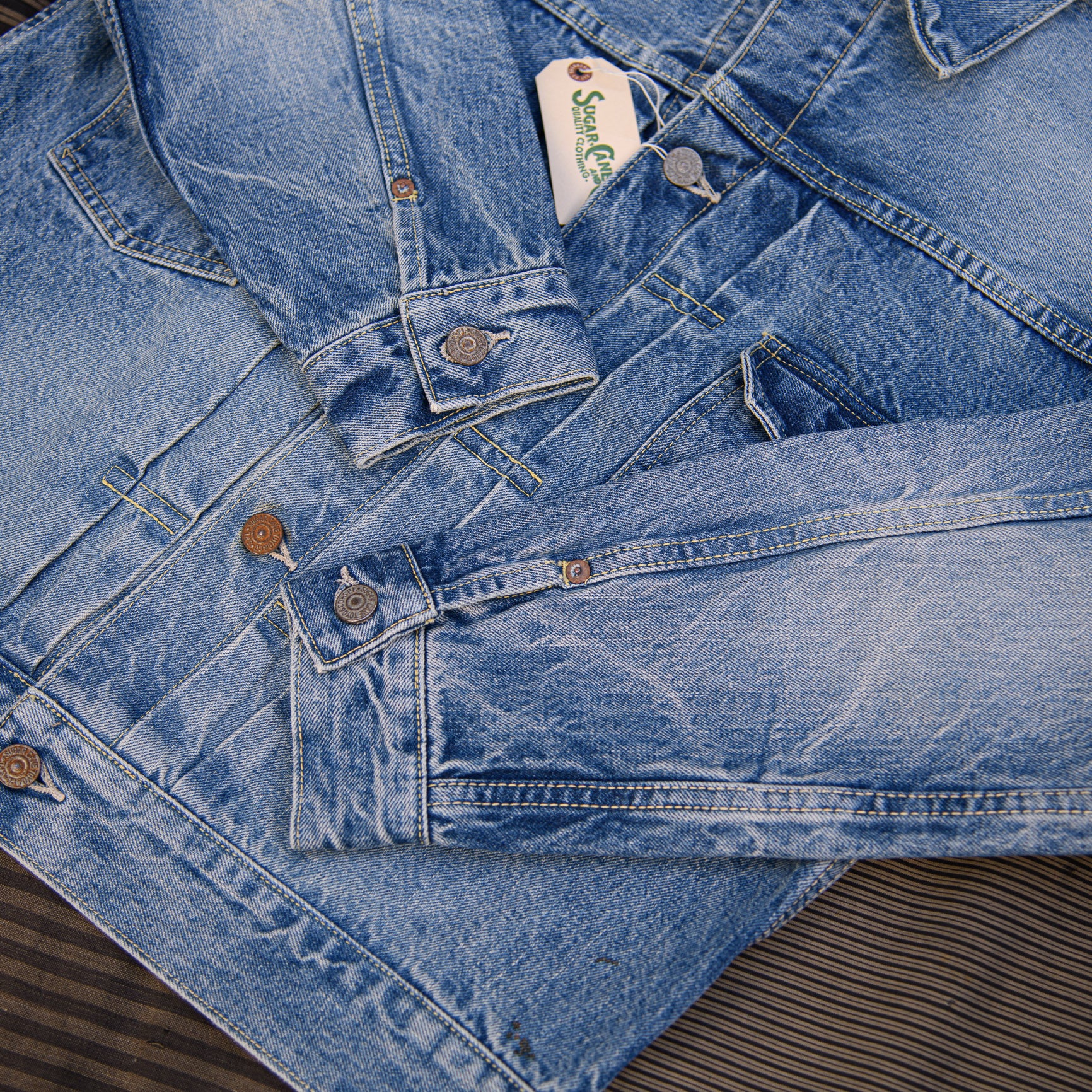 Sugar Cane 14,25oz 1953 Type II Denim Jacket – Aged Model - Image 3