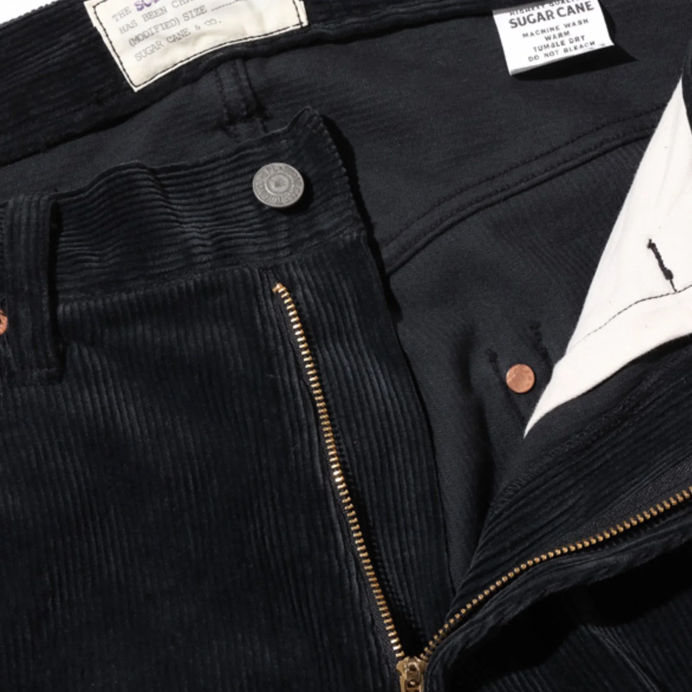 Sugar Cane 1947 9W Corduroy Pants – Black / Classic Straight - Image 3