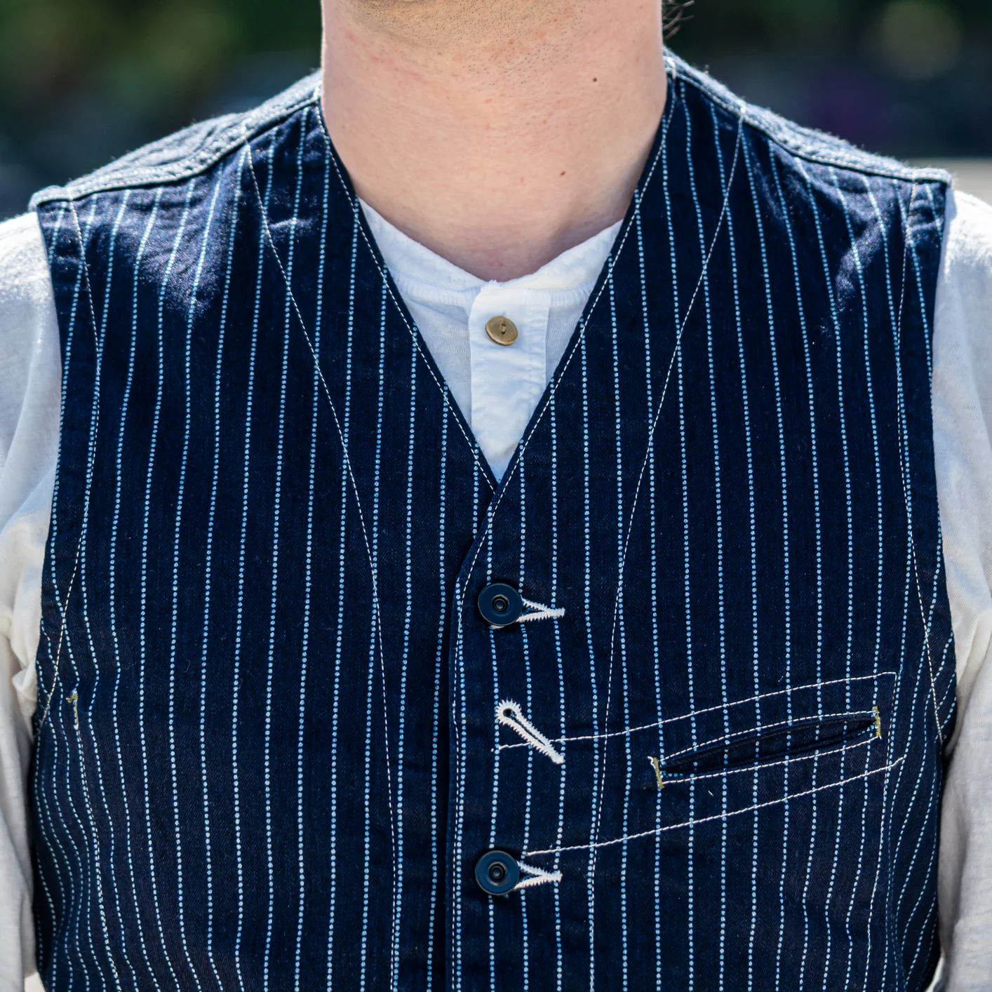 Sugar Cane 9oz Wabash Stripe Work Vest - Image 6