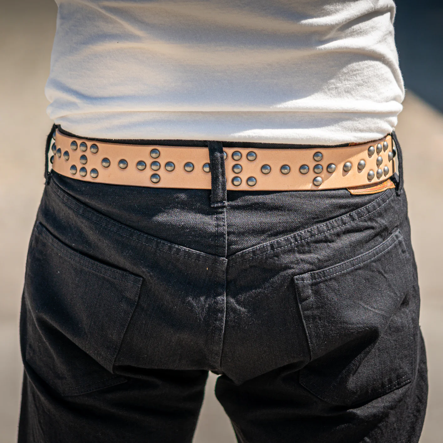 Sugar Cane Studded Belt - Natural - Image 3