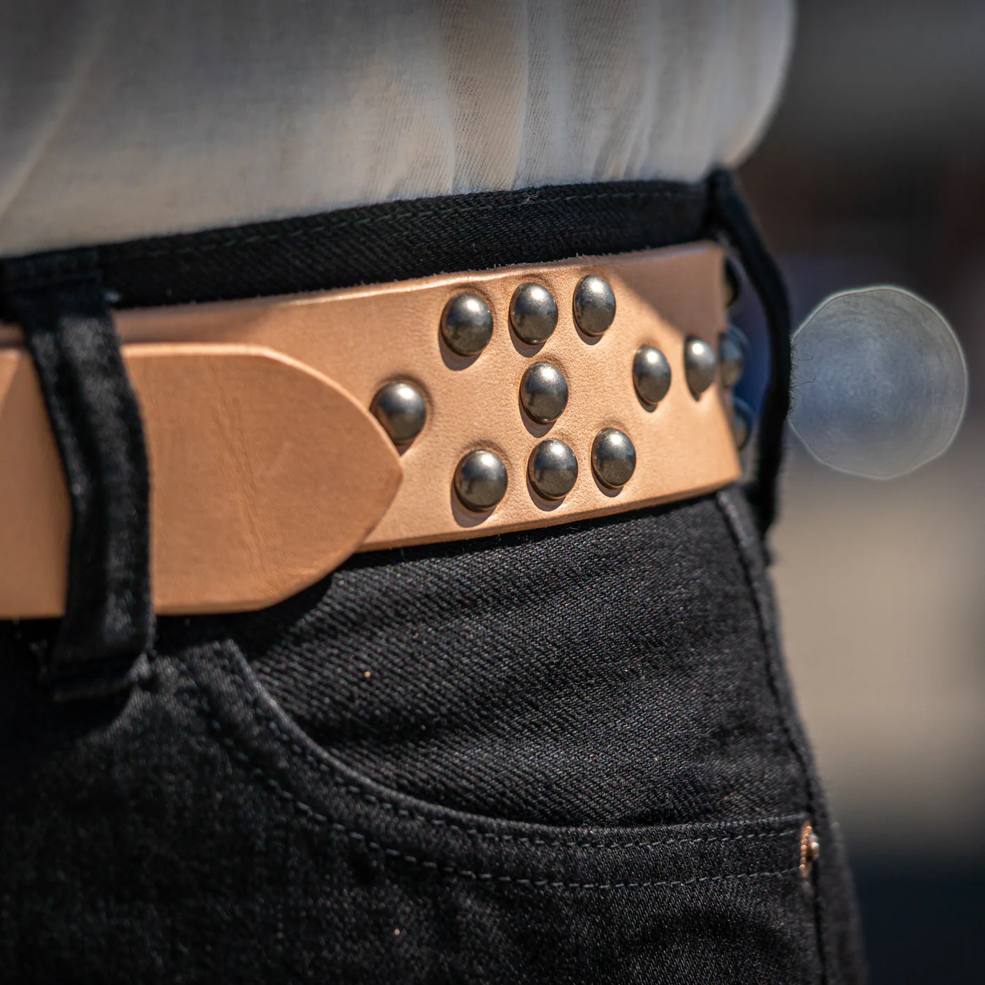 Sugar Cane Studded Belt - Natural - Image 5