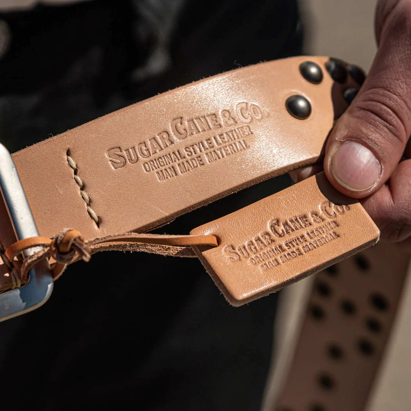 Sugar Cane Studded Belt - Natural - Image 7