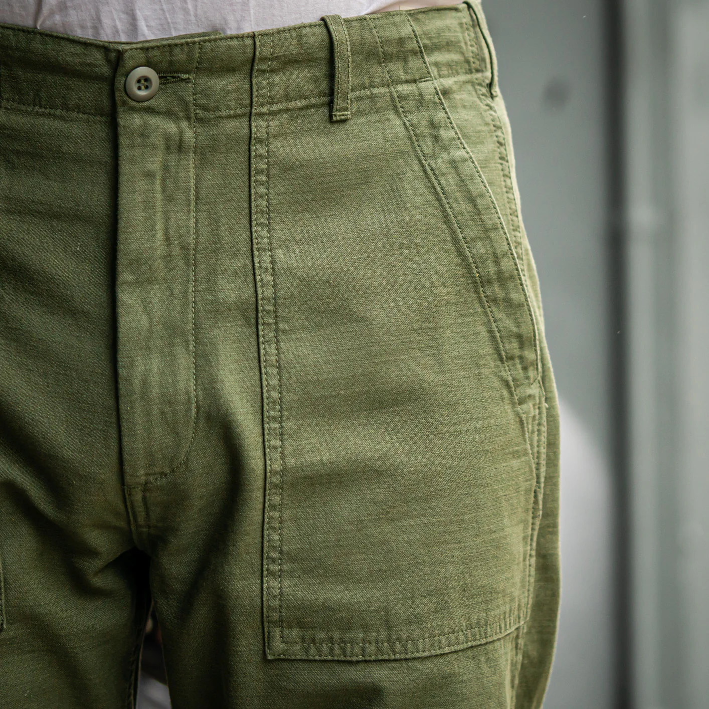 Tellason 8,5oz Fatigue Sateen Shorts – Olive - Image 6