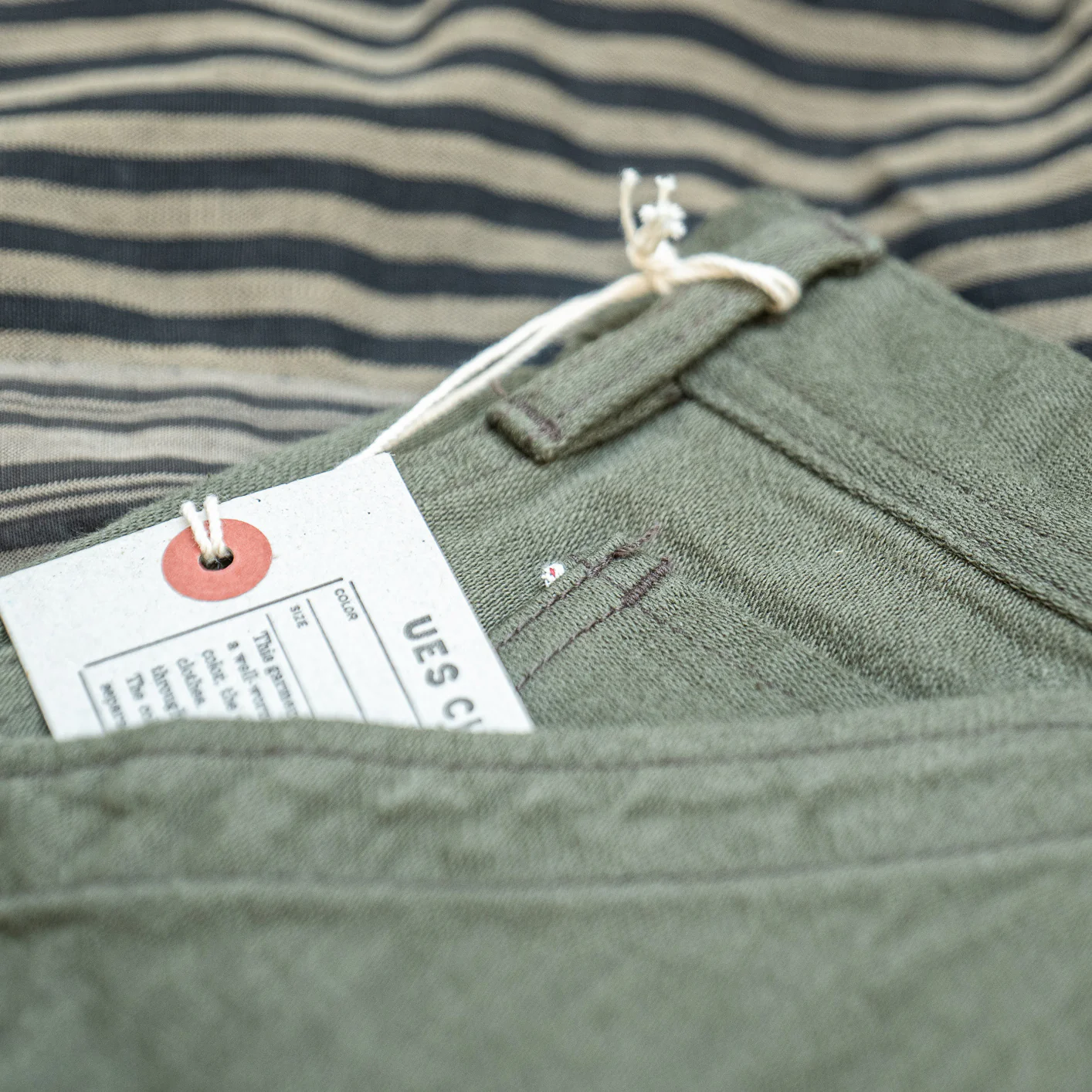 UES B402 13,2oz Selvedge Sateen Baker Pants – Olive - Image 6