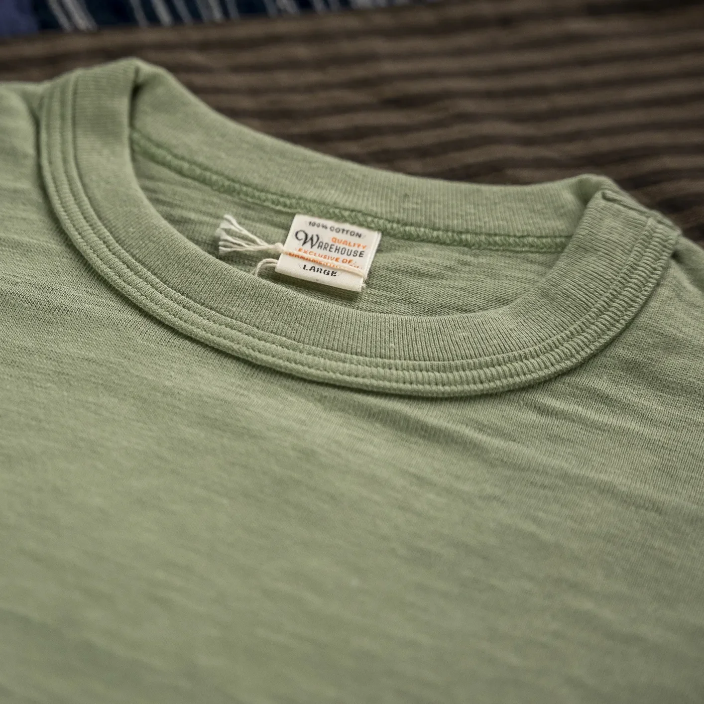 Warehouse Co. Lot 4601P Loopwheeled Slub Yarn Pocket T-Shirt - Green - Image 3