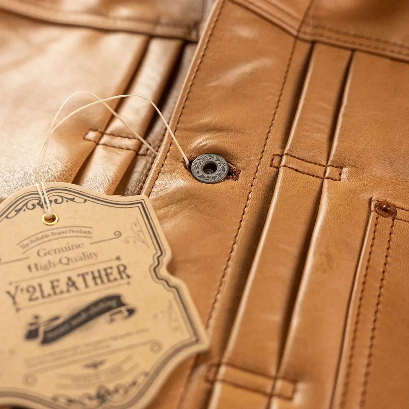 Y'2 Leather KB-140-T ‘Kakishibu‘ Horsehide Type I Leather Jacket – Natural - Image 3