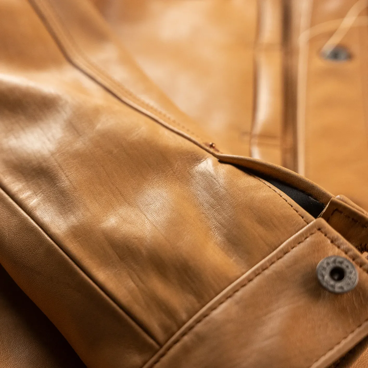 Y'2 Leather KB-140-T ‘Kakishibu‘ Horsehide Type I Leather Jacket – Natural - Image 4